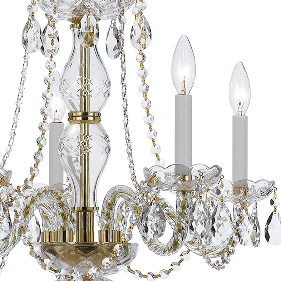 Crystorama Traditional Crystal 5 Light Chandelier, Polished Brass