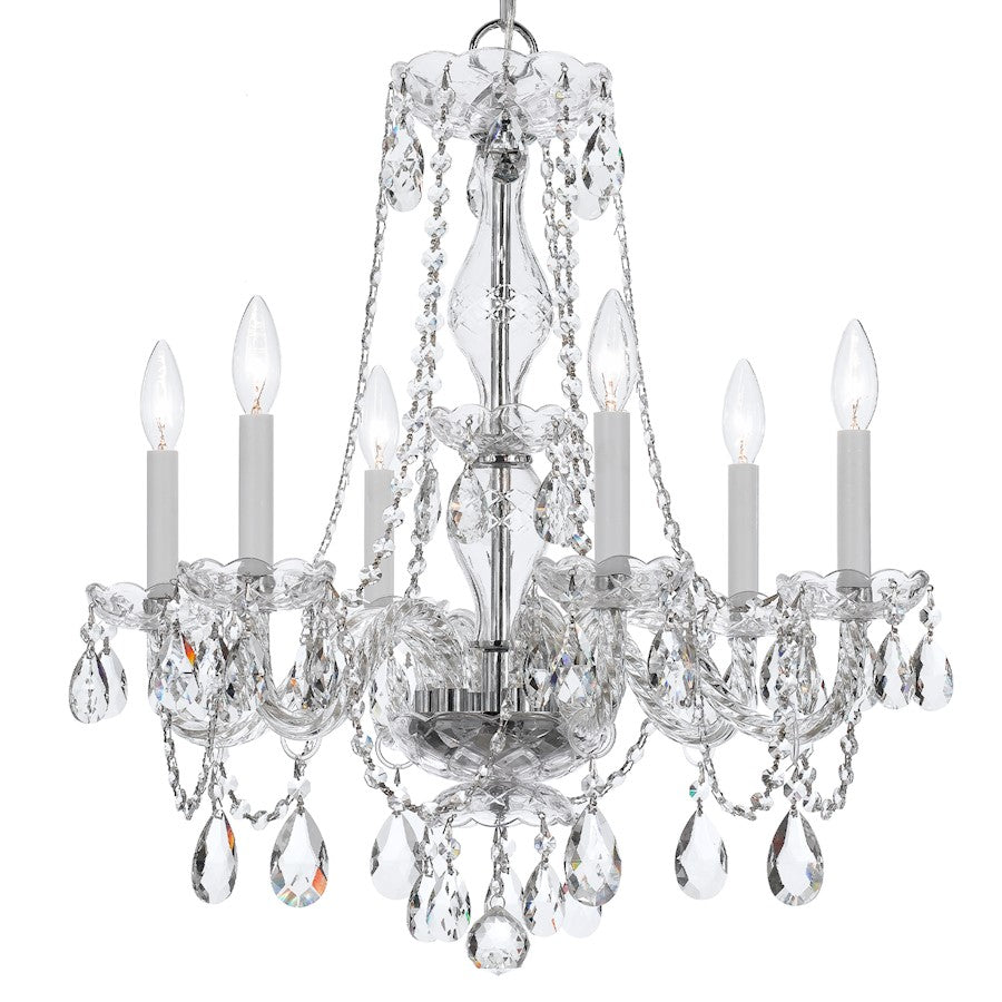 Crystorama Traditional Crystal 6 Light Chandelier, Chrome