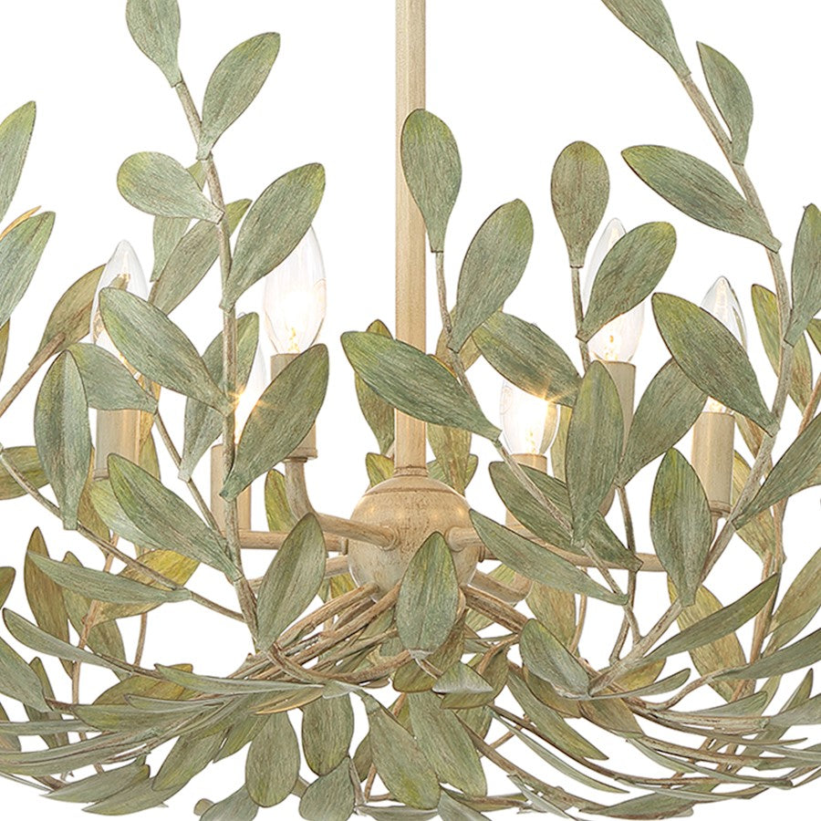Crystorama Broche 6 Light Chandelier, Champagne Green Tea
