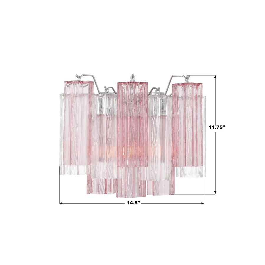 Crystorama Addis 2 Light 12" Sconce, Chrome/Spring