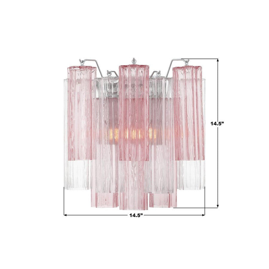 Crystorama Addis 2 Light 15" Sconce, Chrome/Spring