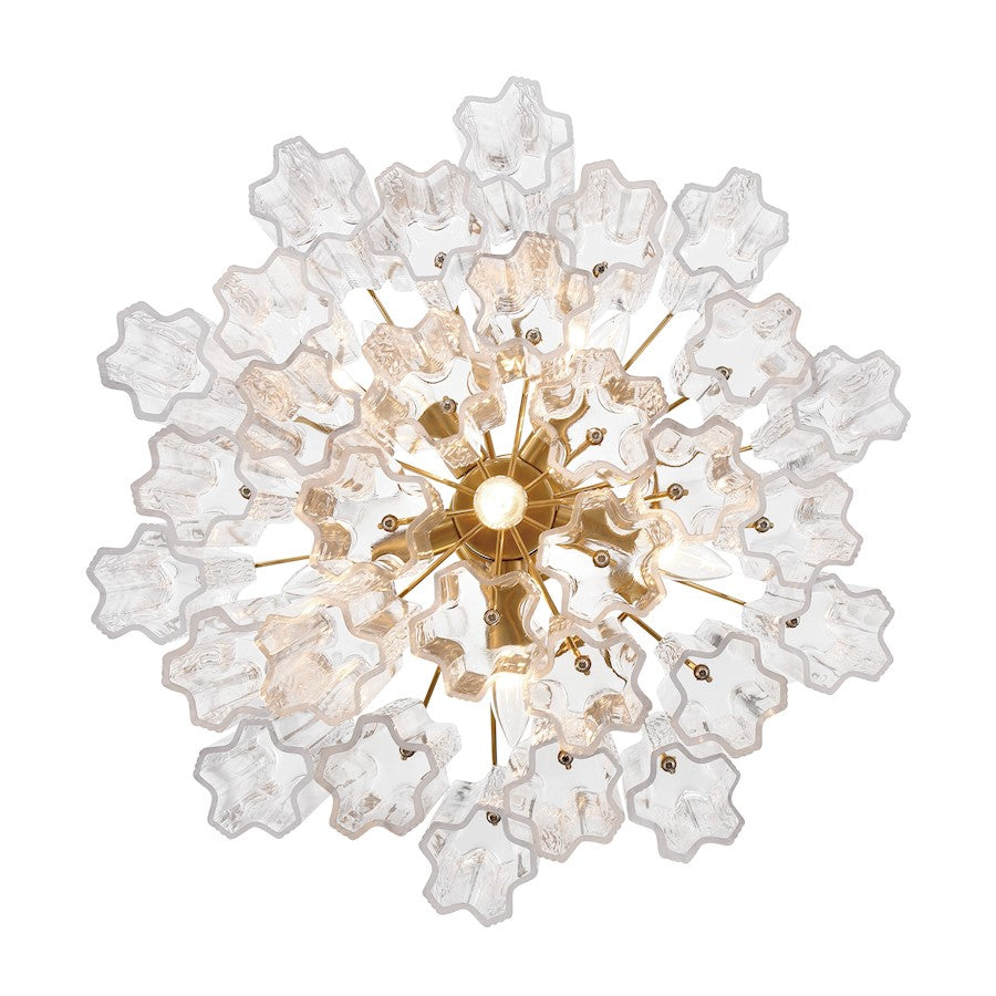 Crystorama Addis 7 Light Flush Mount, Brass/Tronchi Glass Clear