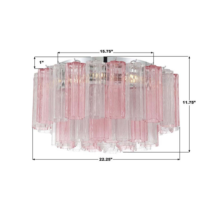 Crystorama Addis 7 Light Flush , Chrome/Spring