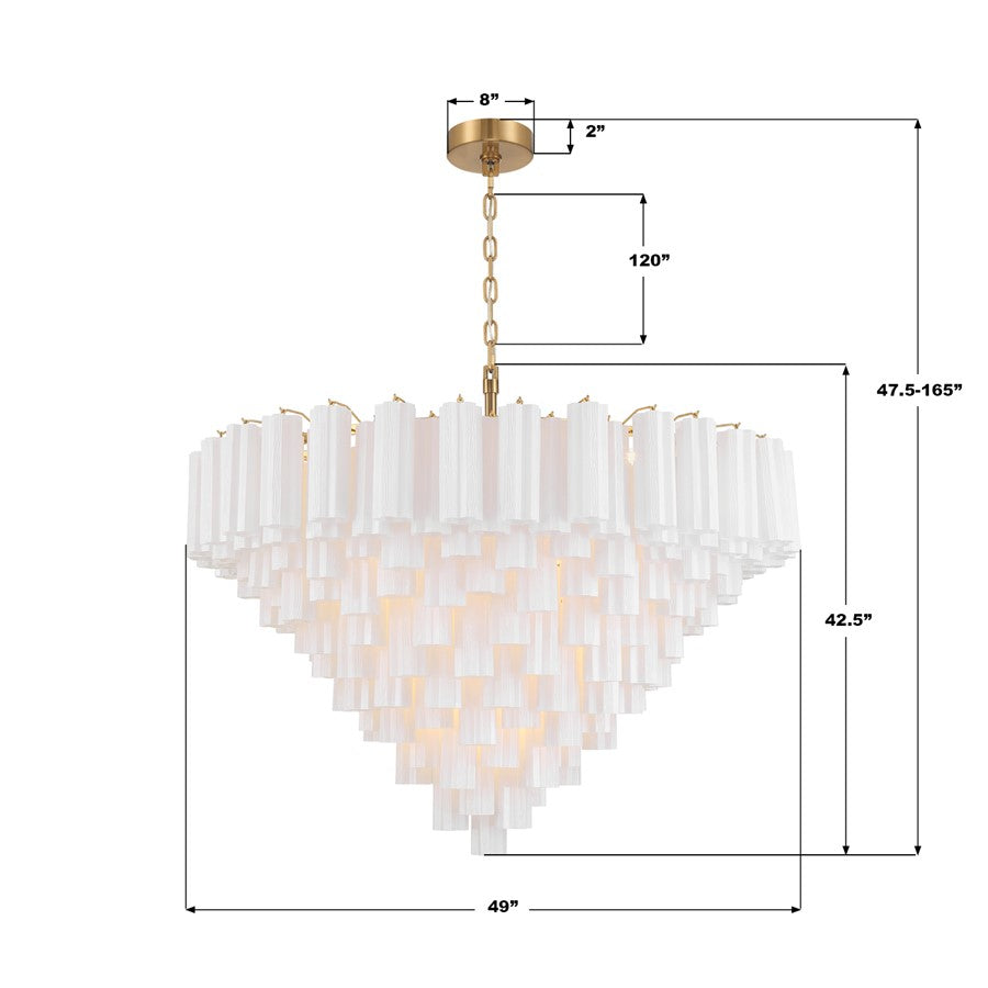 Crystorama Addis 28 Light 49" Chandelier, Aged Brass/White