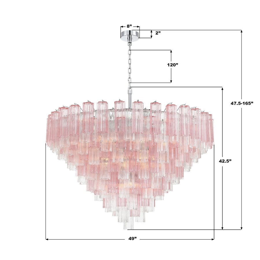 Crystorama Addis 28 Light 49" Chandelier, Polished Chrome/Spring