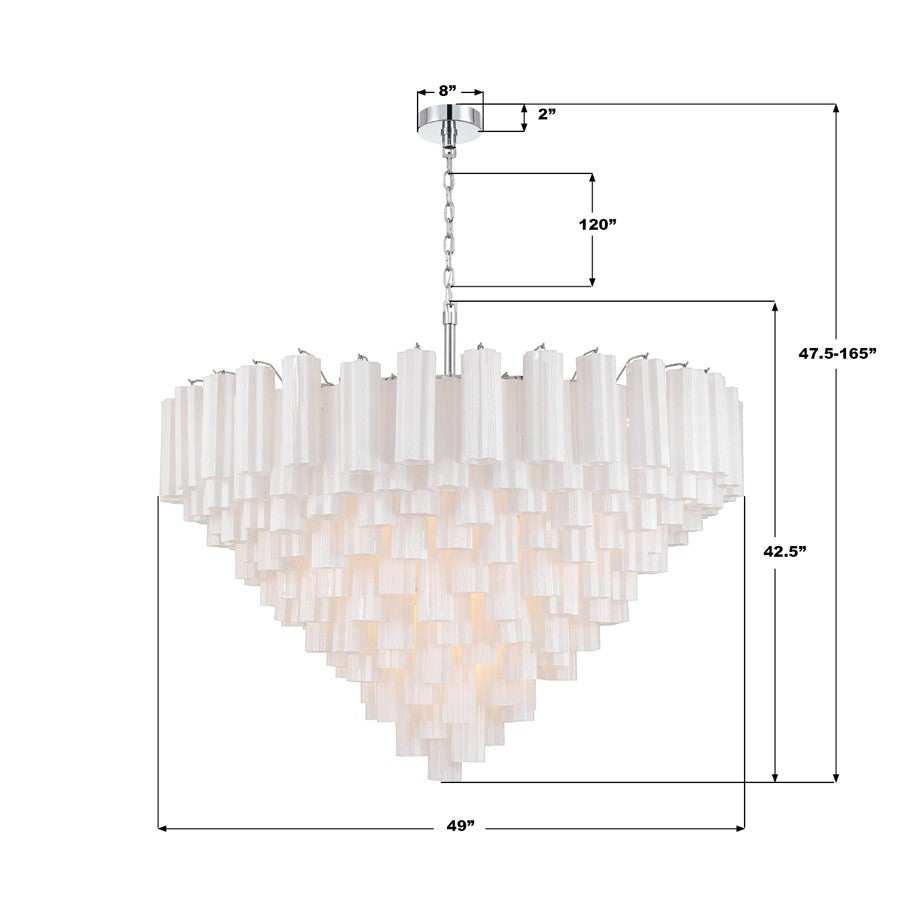 Crystorama Addis 28 Light 49" Chandelier, Polished Chrome/White