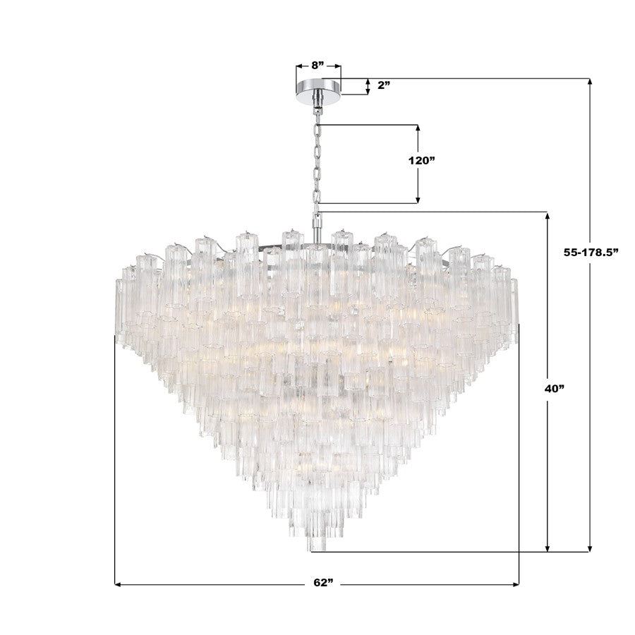 Crystorama Addis 40 Light 62" Chandelier, Polished Chrome/Clear