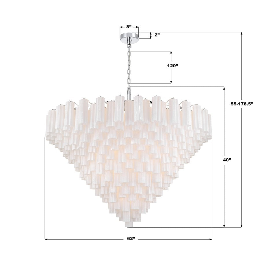 Crystorama Addis 40 Light 62" Chandelier, Polished Chrome/White
