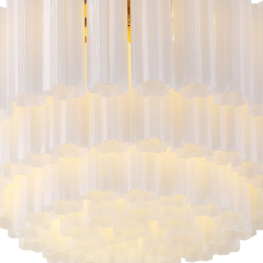 Crystorama Addis 16 Light Flush Mount, Brass/Tronchi Glass White