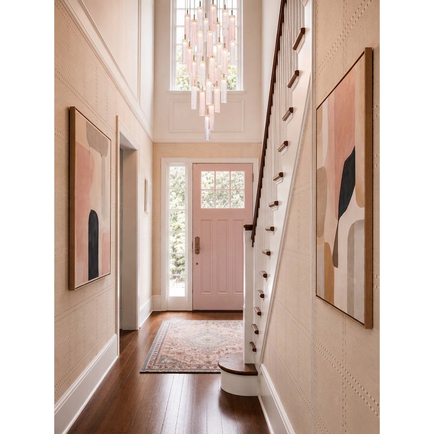 Crystorama Addis 26in 28-Light Pendant | Mid-Century Aged Brass and Spring Tronchi Glass | Entryway & Staircase | 26 x 26 x 21 in | Model ADD-415-AG-SP
