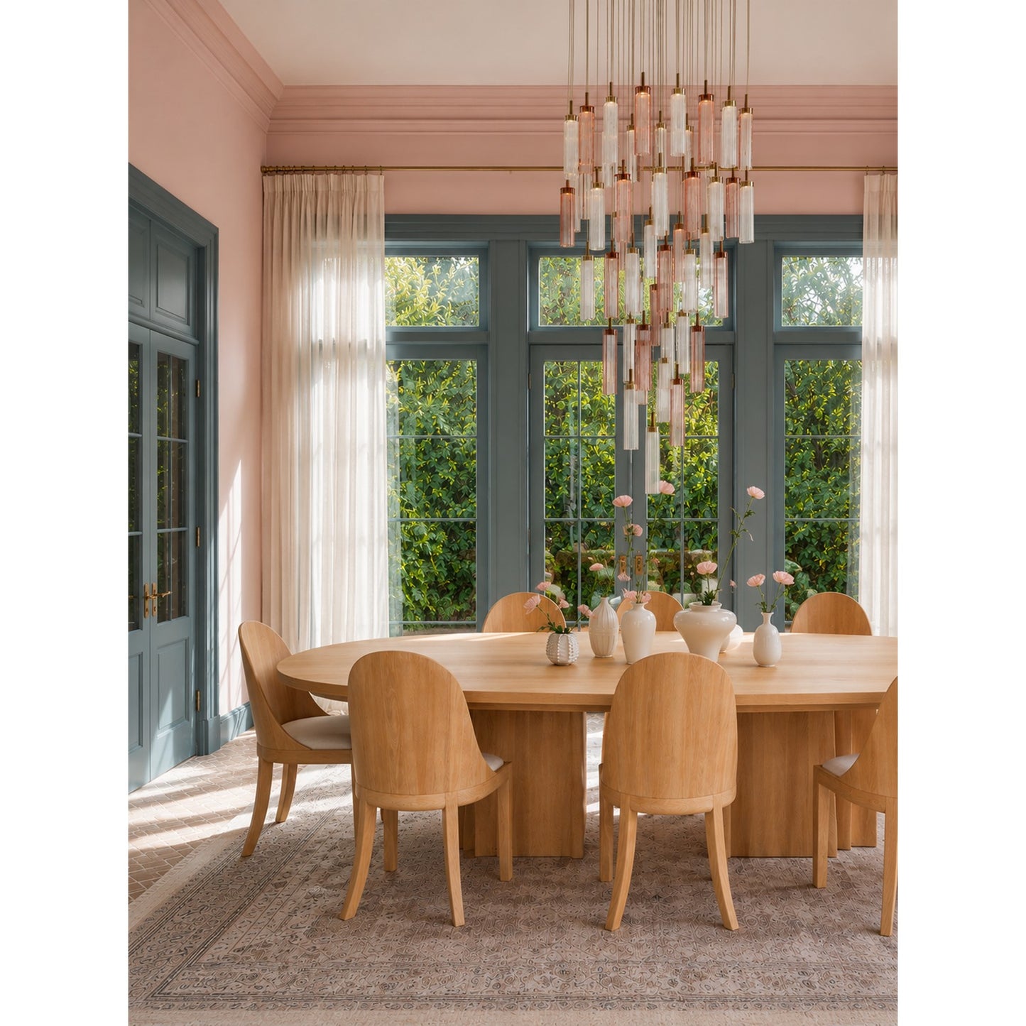 Crystorama Addis 36in 46-Light Pendant | Mid-Century Aged Brass Steel and Spring Tronchi Glass | Entryway & Dining Room | 36 x 36 x 21 in | Model ADD-423-AG-SP