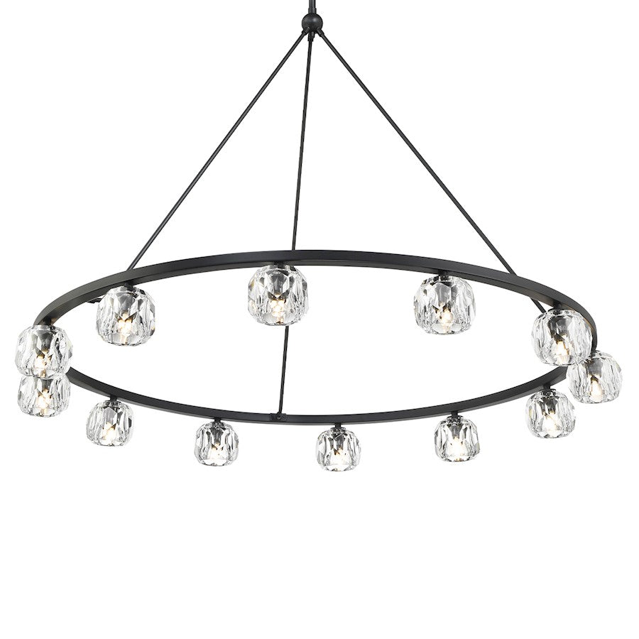 Crystorama Aragon 12 Light Chandelier, Matte Black/Clear