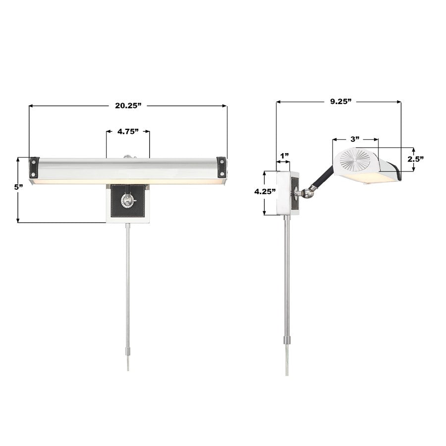 Crystorama Callahan 1 Light 20.25" Picture Light, Polished Nickel