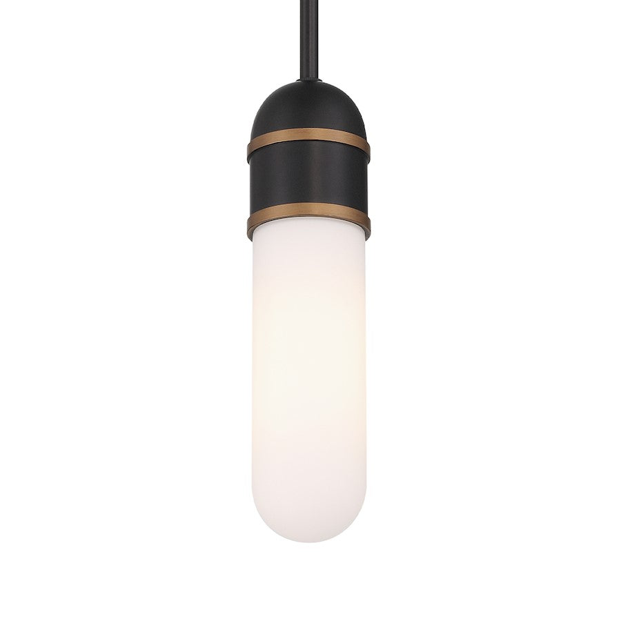 Crystorama Capsule 1 Light Mini Pendant, Black/Gold/White