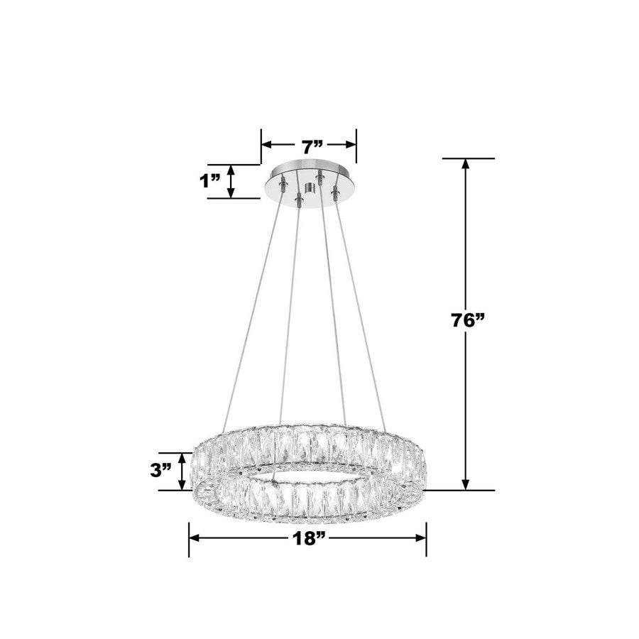 Crystorama Kinsley 1 Light Chandelier, Silver/Chrome/Clear