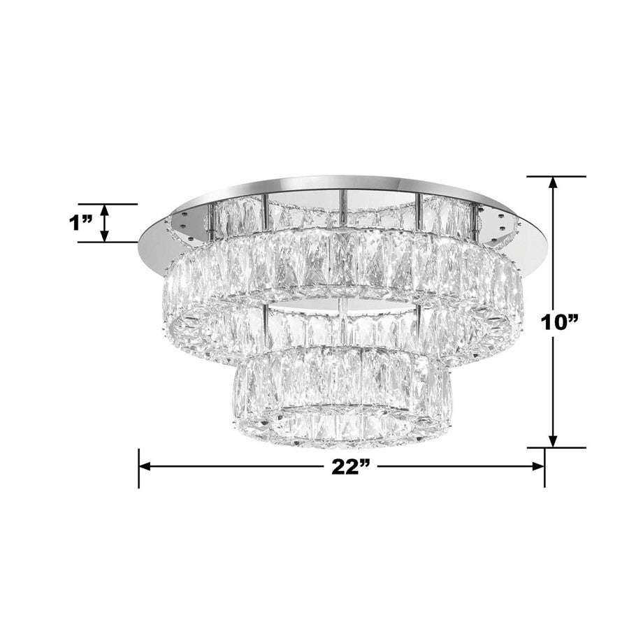 Crystorama Kinsley 1 Light 20" Flush, Silver/Chrome/Clear