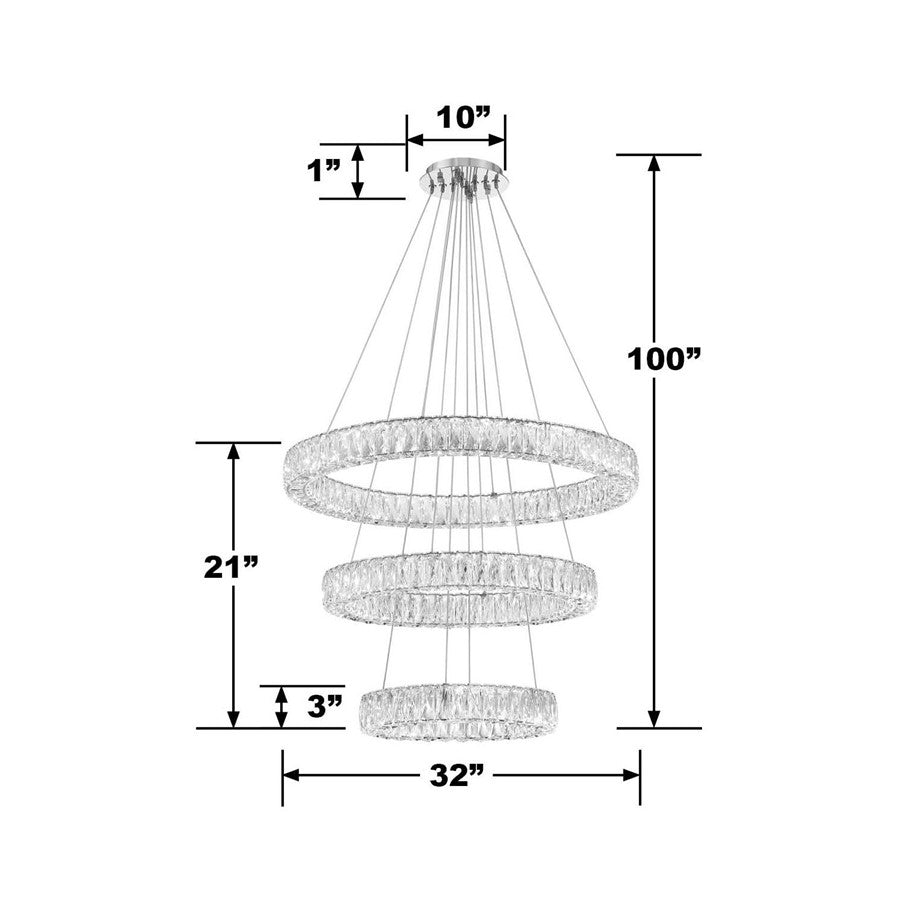 Crystorama Kinsley 1 Light 32" Chandelier, Silver/Chrome/Clear