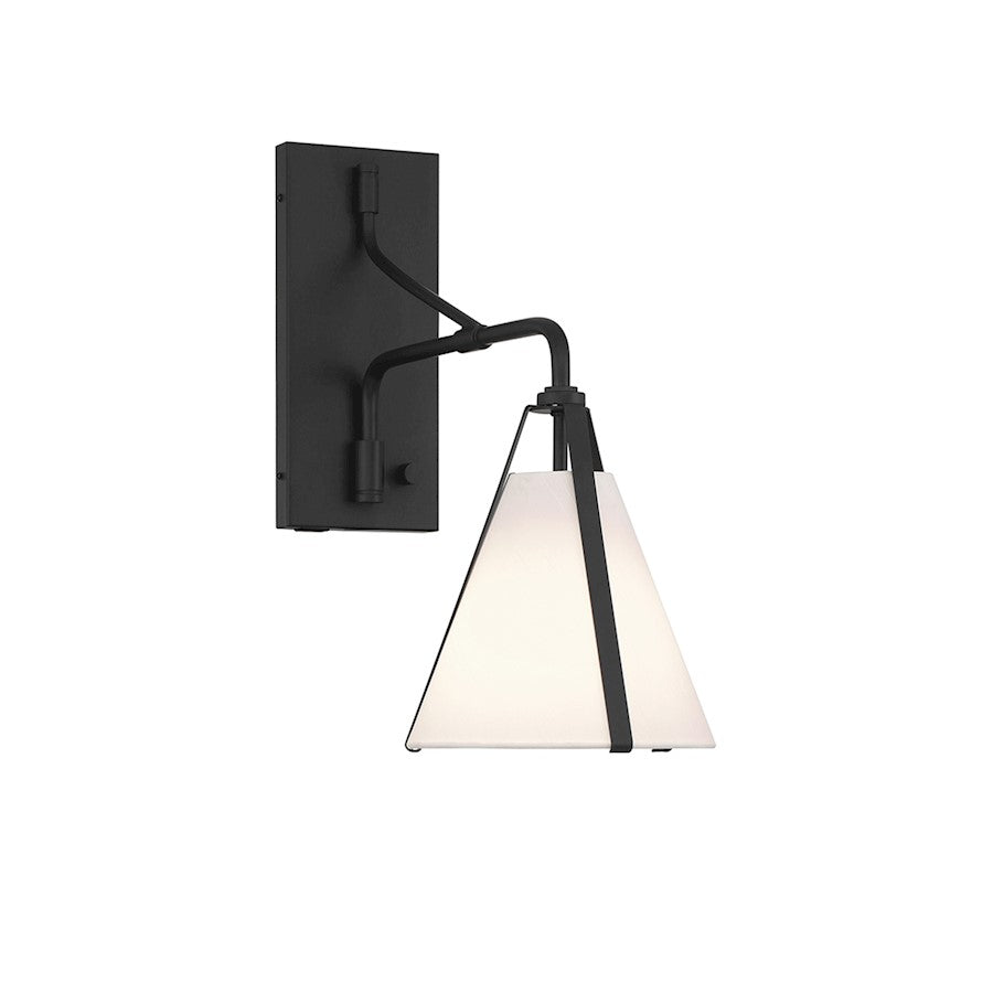 Crystorama Fulton 1 Light Task Sconce, Black/White