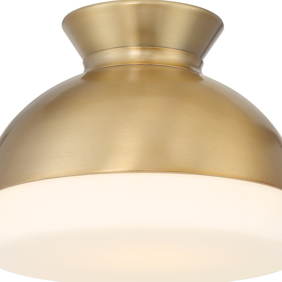 Crystorama Gidget 1 Light Flush Mount, Vibrant Gold/Etched Opal