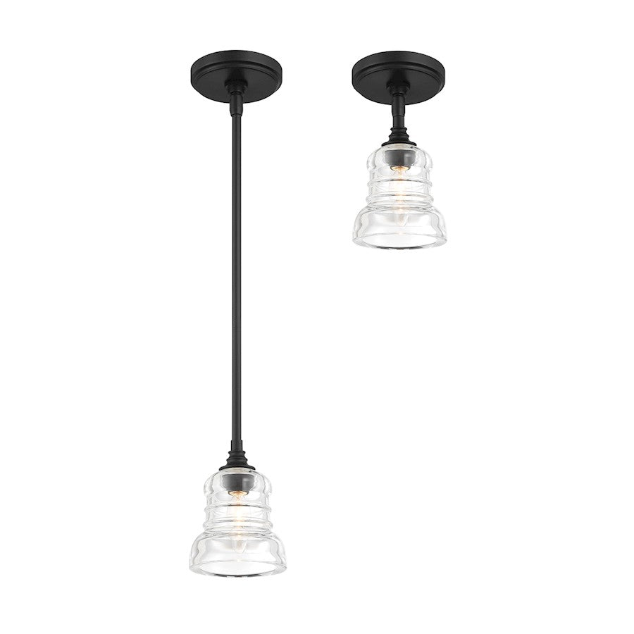 Crystorama Gregory 1 Light Semi Flush Mount, Black/Clear