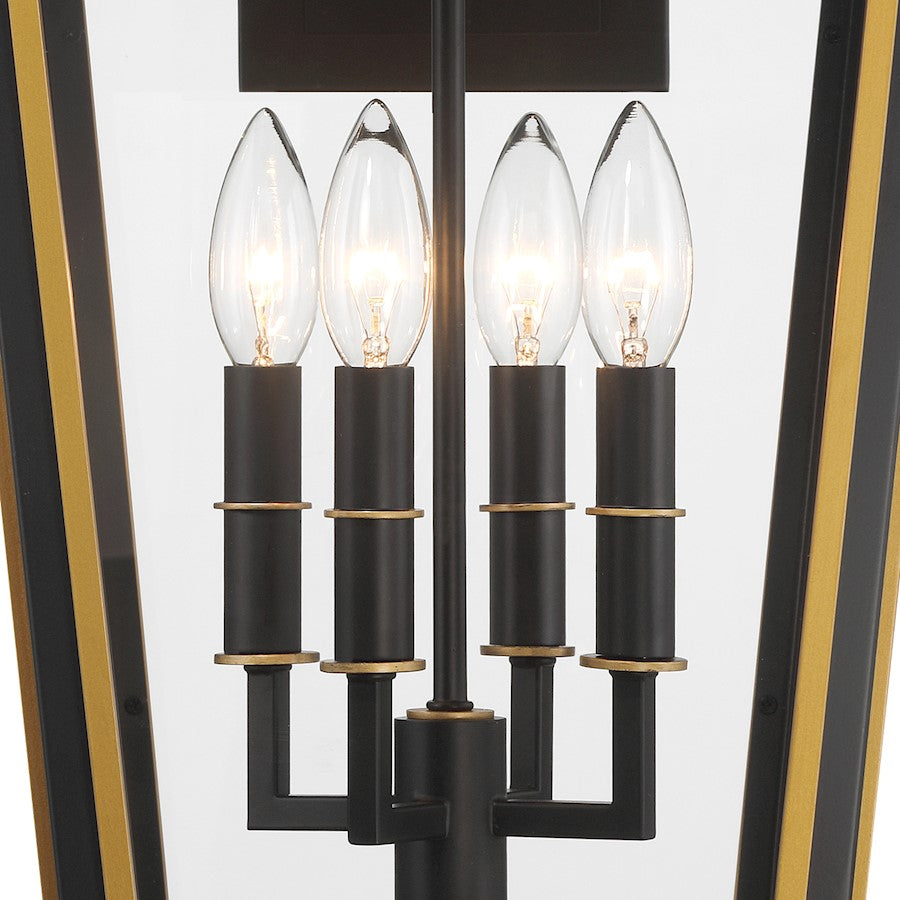 Crystorama Hawkins 4Lt 12" Outdoor Sconce, Black/Textured Gold