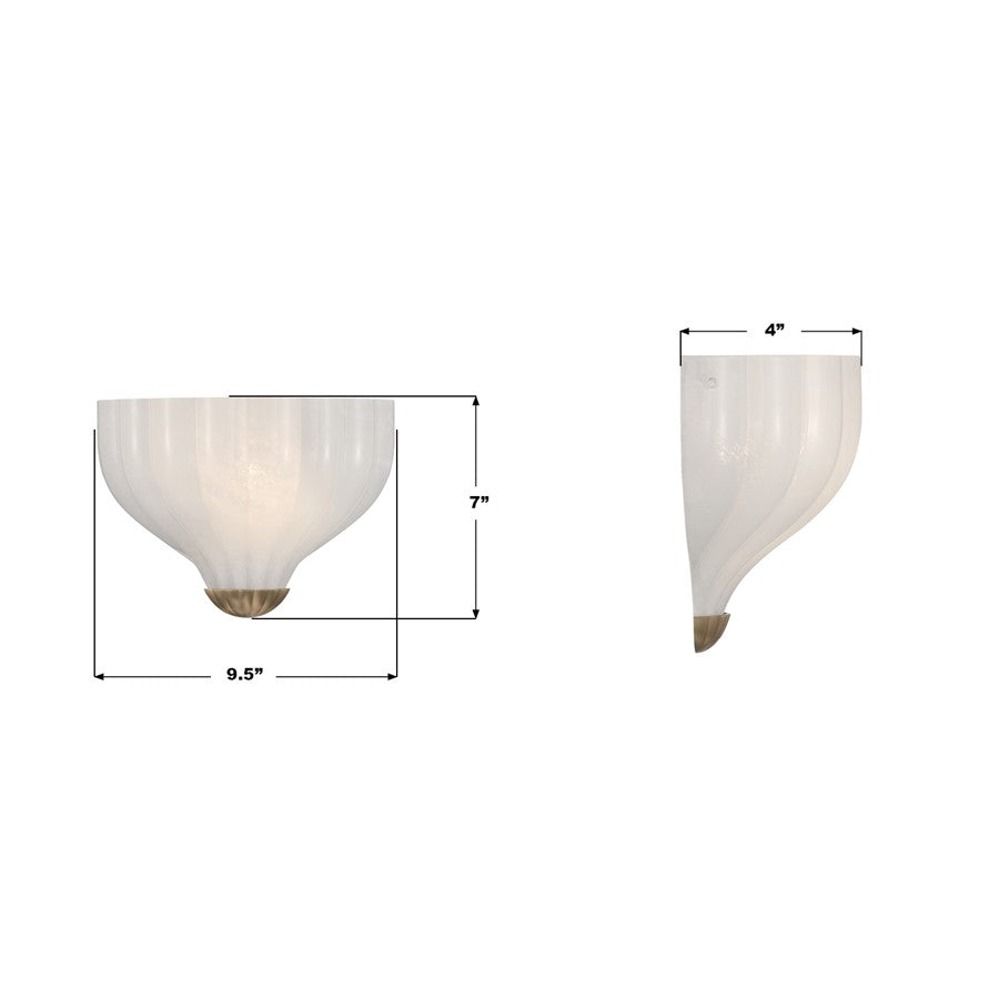 Crystorama Layton 1 Light 9.5" Sconce, Luxe Gold/White