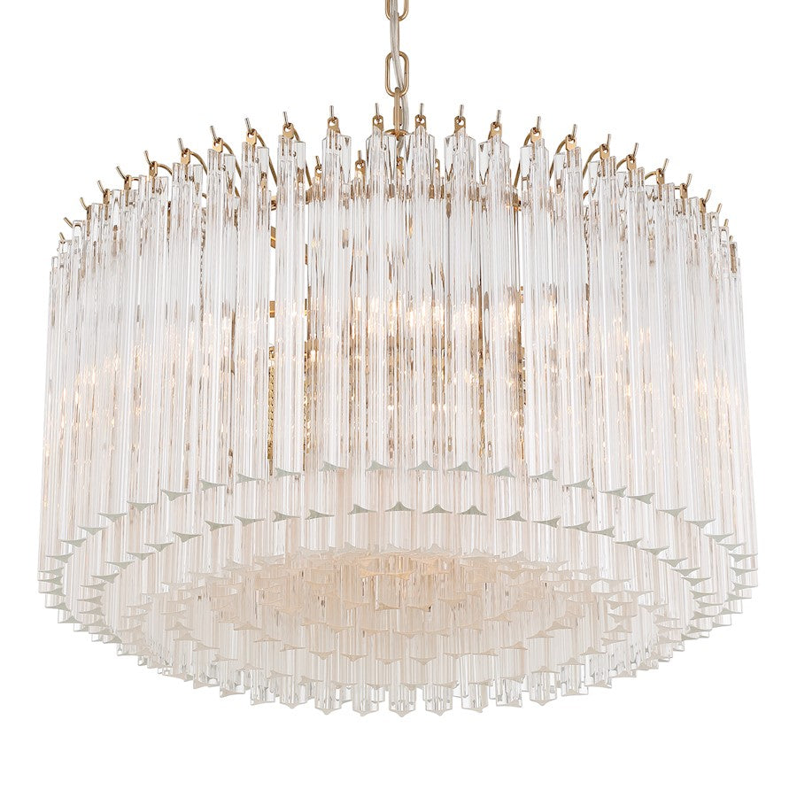 Crystorama Lofton 7 Light Chandelier, Aged Brass
