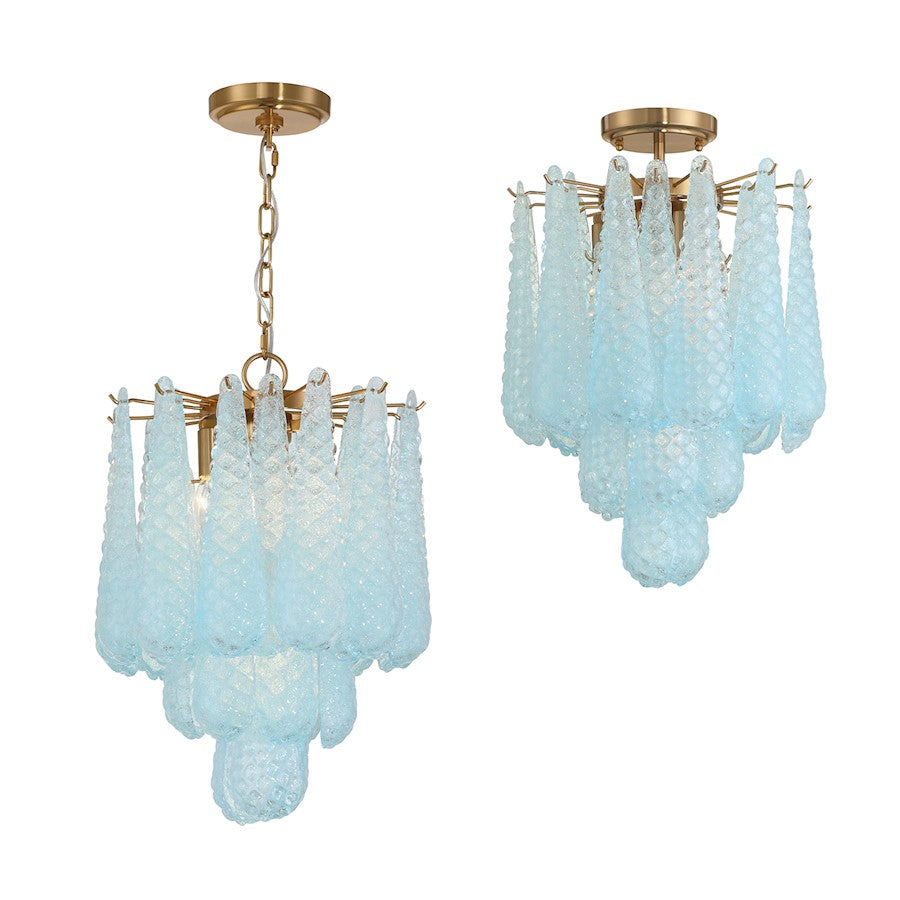 Crystorama Ollie 4Lt Semi Flush Mount, Brass/Sand Blue