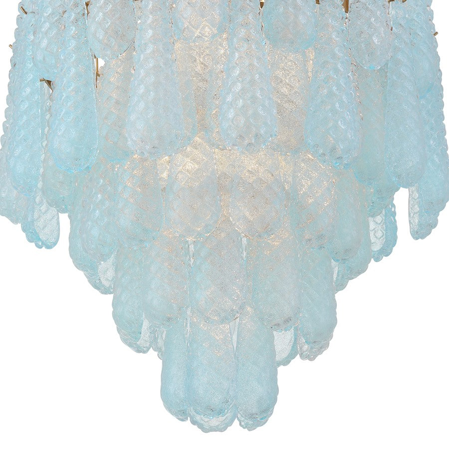 Crystorama Ollie 16 Light Chandelier, Brass/Sand Glass Blue