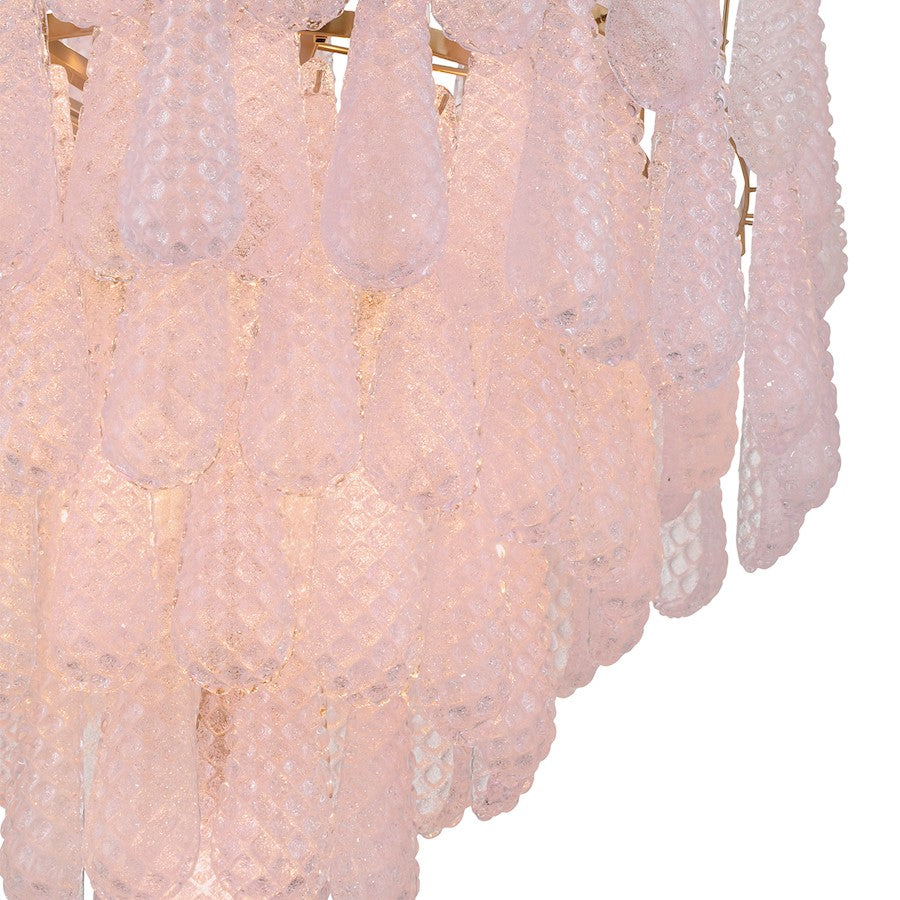 Crystorama Ollie 21 Light Chandelier, Brass/Sand Glass Blush