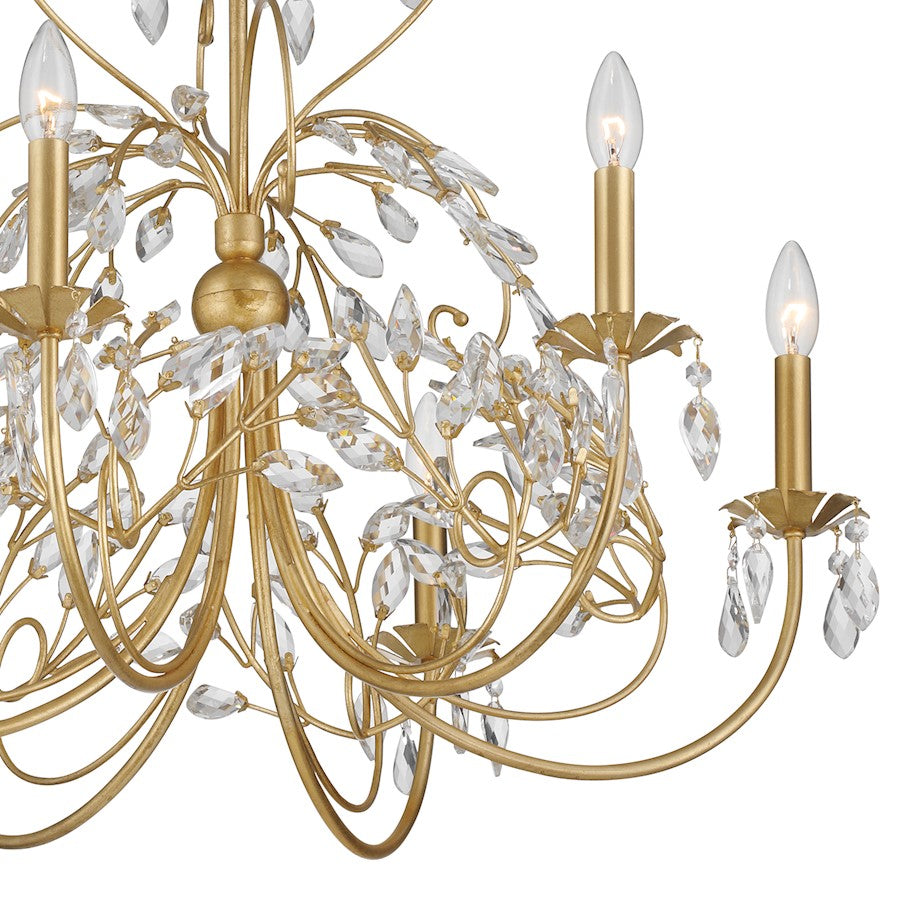 Crystorama Sadie 6 Light Chandelier, Antique Gold