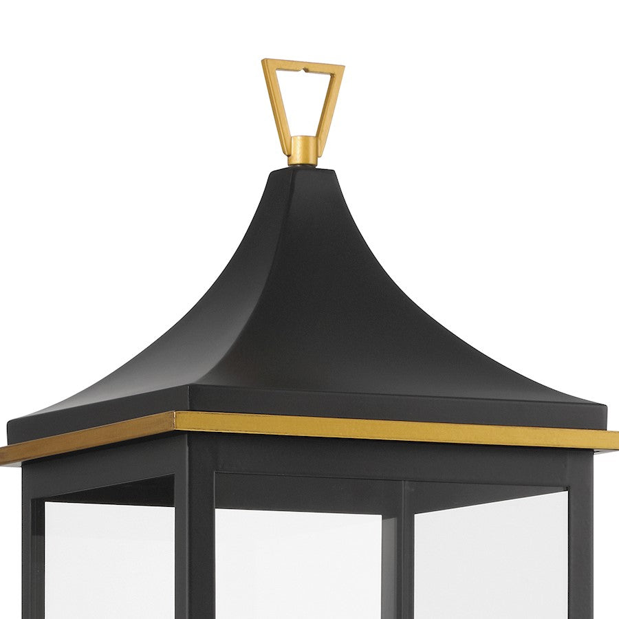 Crystorama Simpson 3 Light Outdoor Post, Black/Textured Gold