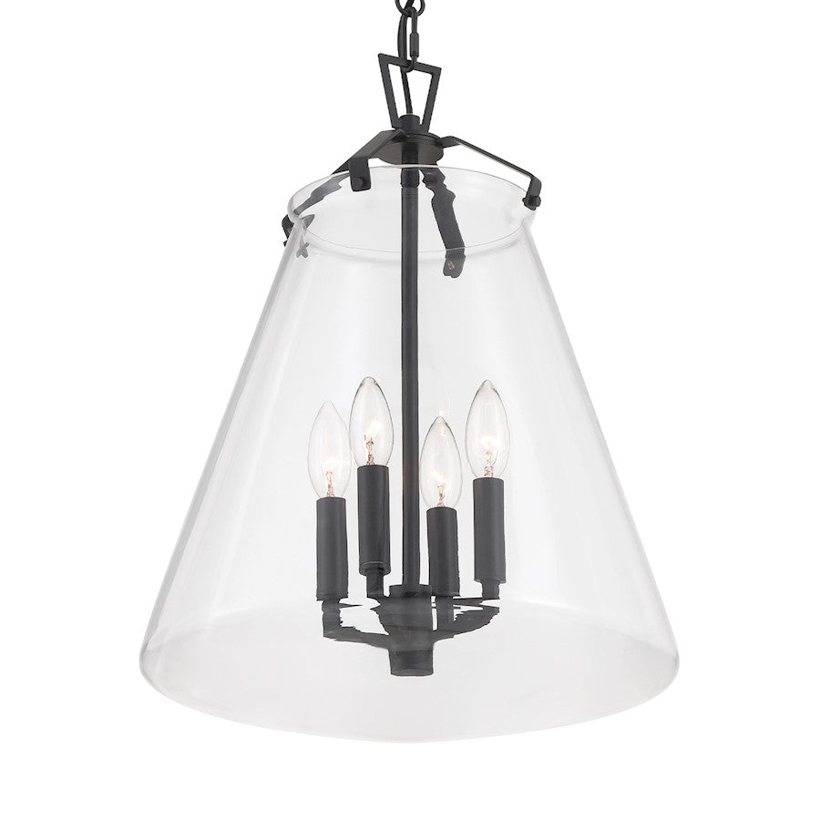 Crystorama Voss 4 Light 15" Pendant, Matte Black/Clear