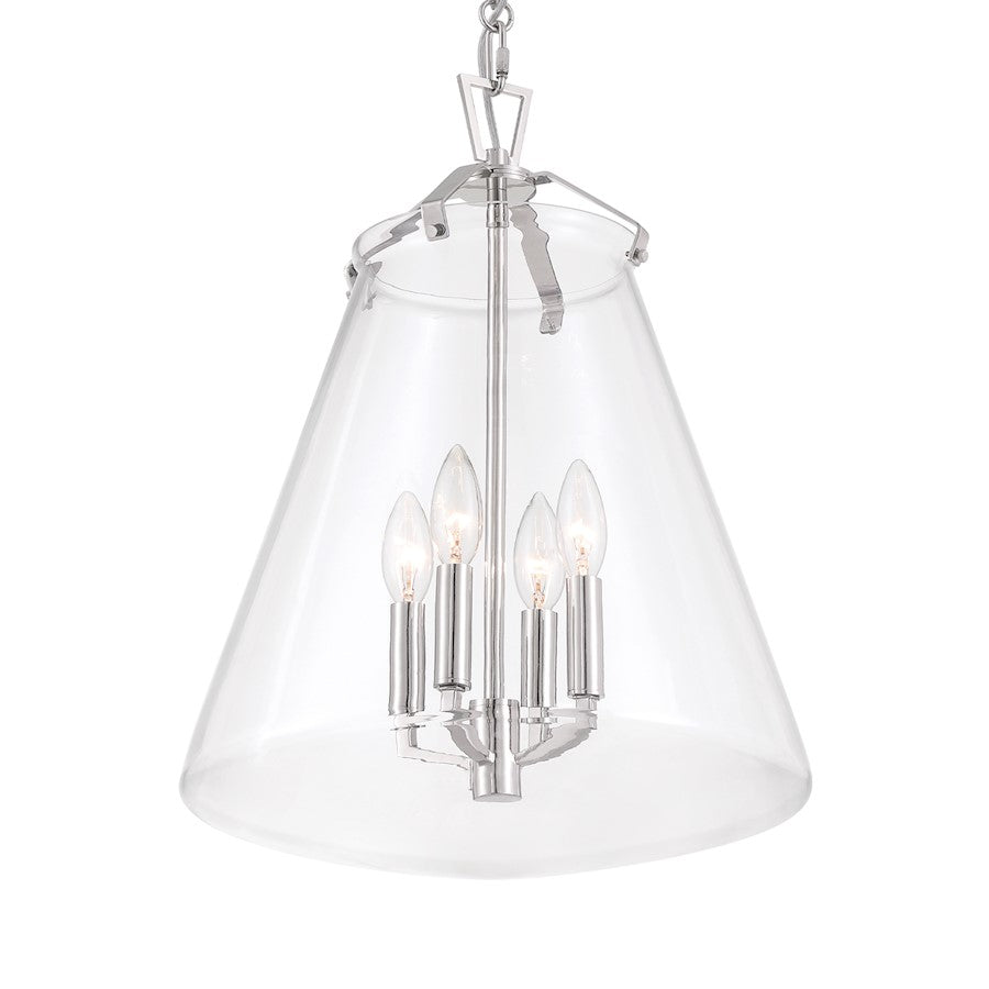 Crystorama Voss 4 Light 15" Pendant, Polished Nickel/Clear