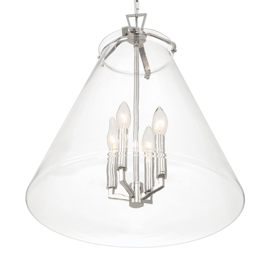 Crystorama Voss 4 Light 18" Pendant, Polished Nickel/Clear