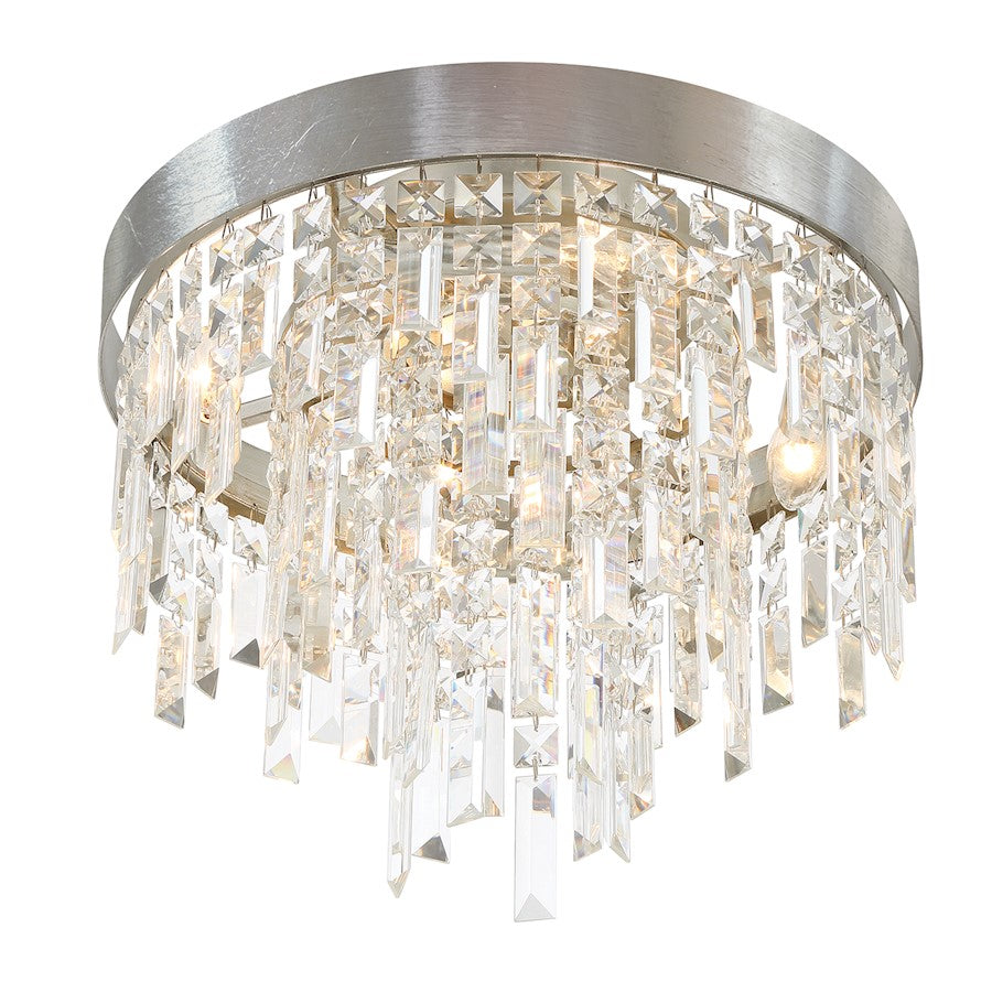 Crystorama Winfield 4 Light Flush Mount, Antique Silver