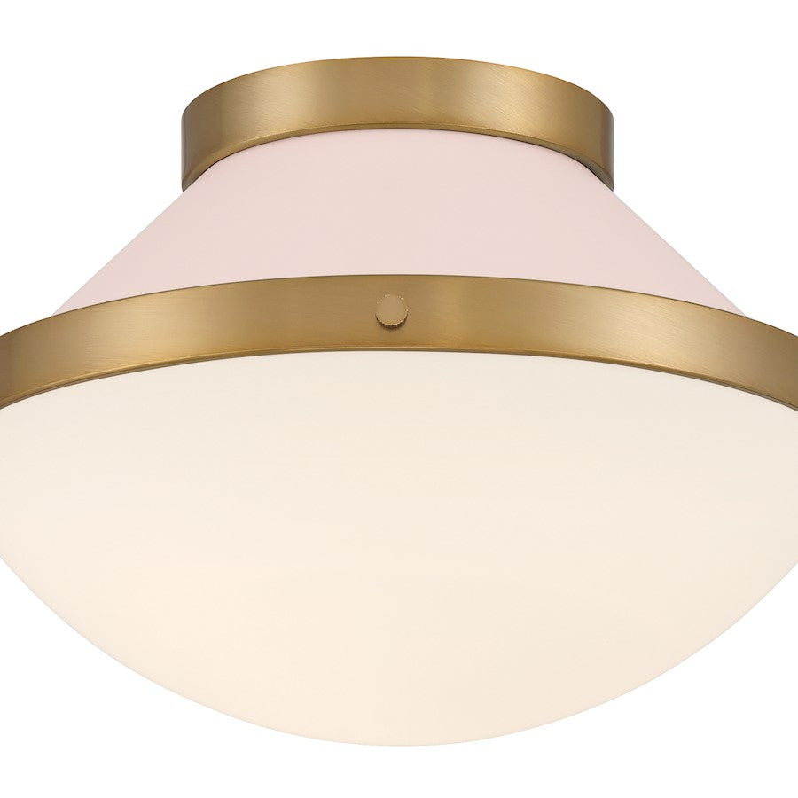 Crystorama Xander 1 Light Flush Mount, Vibrant Gold/Blush/White