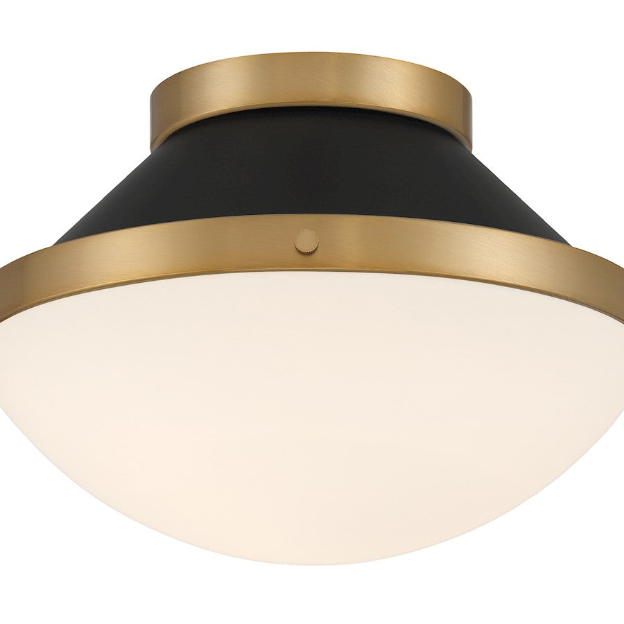 Crystorama Xander 1 Light Flush Mount, Vibrant Gold/Black/White