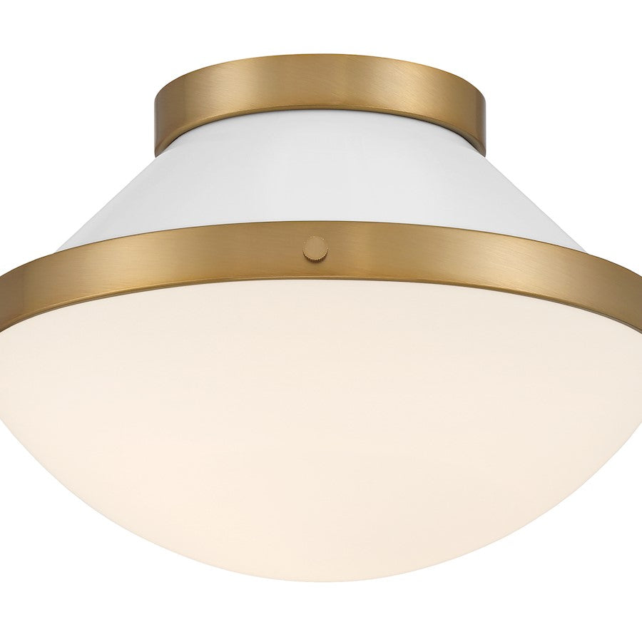 Crystorama Xander 1 Light Flush Mount, Vibrant Gold/White/White