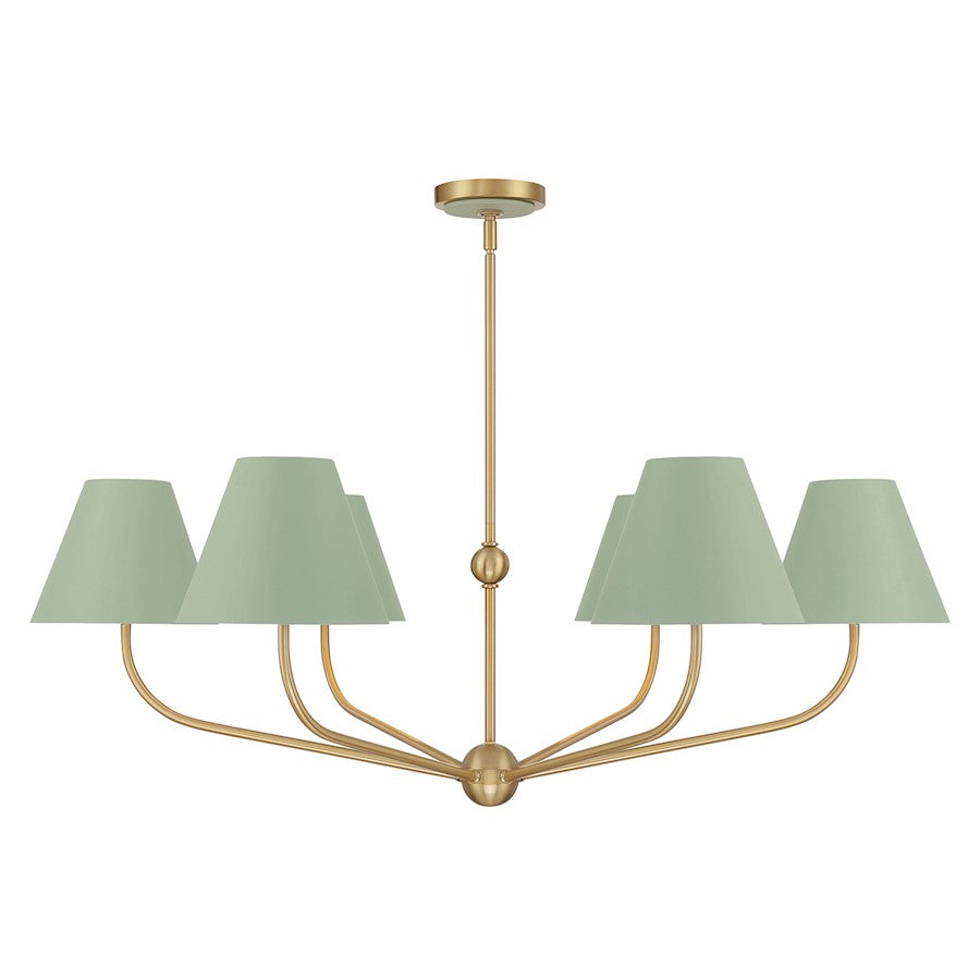 Crystorama Xavier 6Lt 40" Chandelier, Vibrant Gold/Green/White
