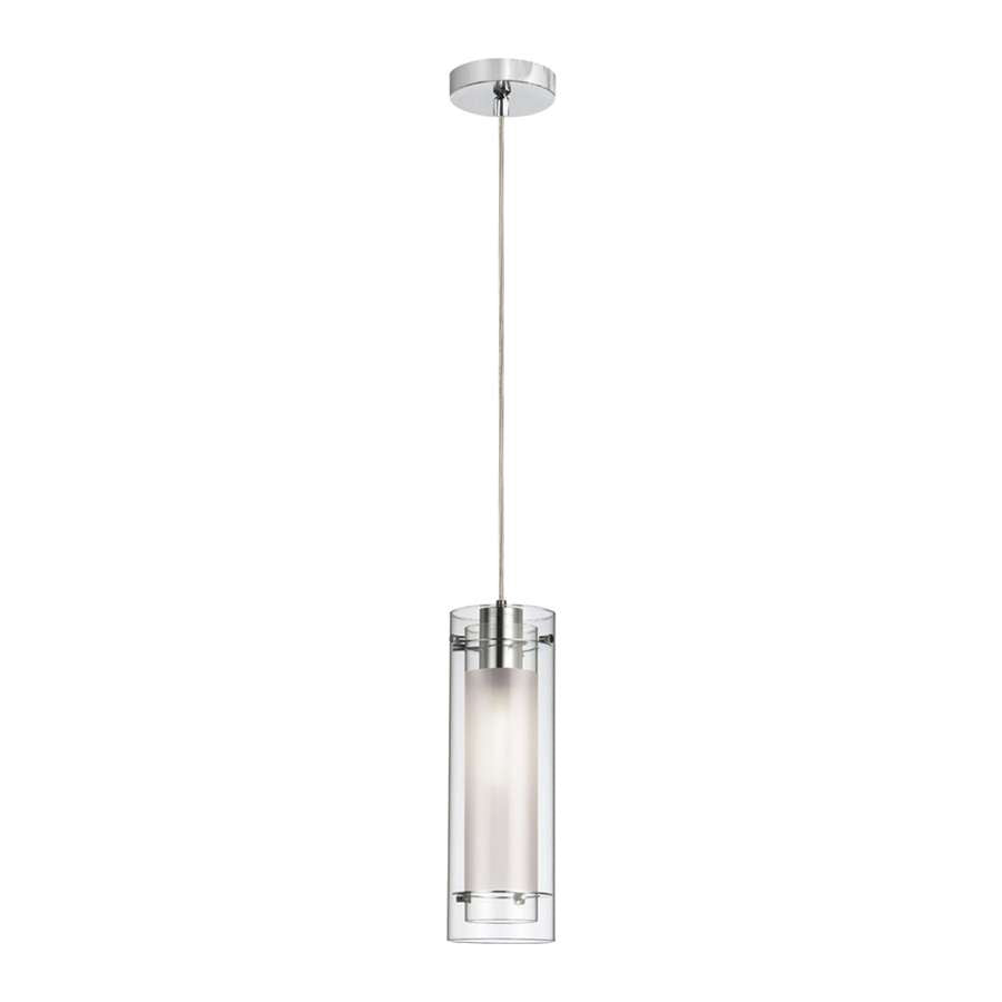 Dainolite Pasha 5in 1-Light Pendant | Modern Polished Chrome and Clear Frosted Glass | Kitchen Island | 5 x 5 x 15 in | Model 22152-CF-PC