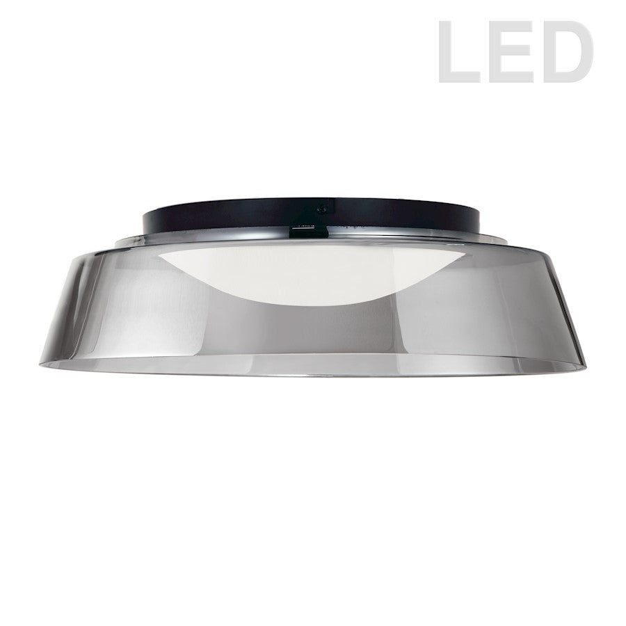 Dainolite Crawford 18in 1-Light LED Flush Mount | Contemporary Matte Black and Smoke Glass | Bedroom & Hallway | 18 x 18 x 5 in | Model 3145-LEDFH18-SM-MB