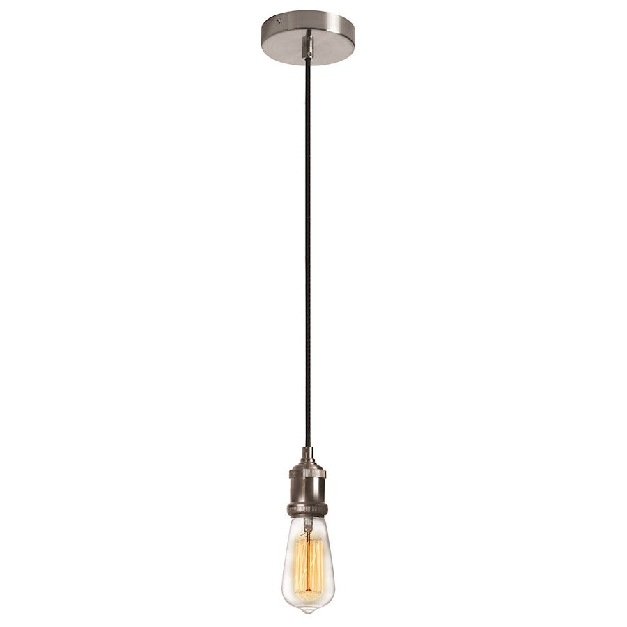 Dainolite Vintage 4ft 1-Light Pendant | Industrial Satin Chrome Aluminum | Kitchen Island & Dining Room | 2 x 2 x 3 in | Model 409-42P-SC