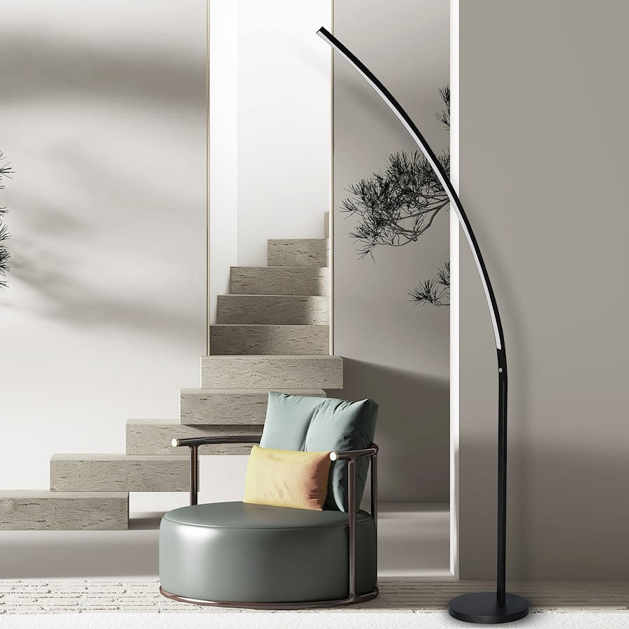 Dainolite LED Floor Lamp | Matte Black Metal | Living Room & Bedroom | 70in Tall, 1320 Lumens, 3000K, Dimmable | Model 412LEDF-MB