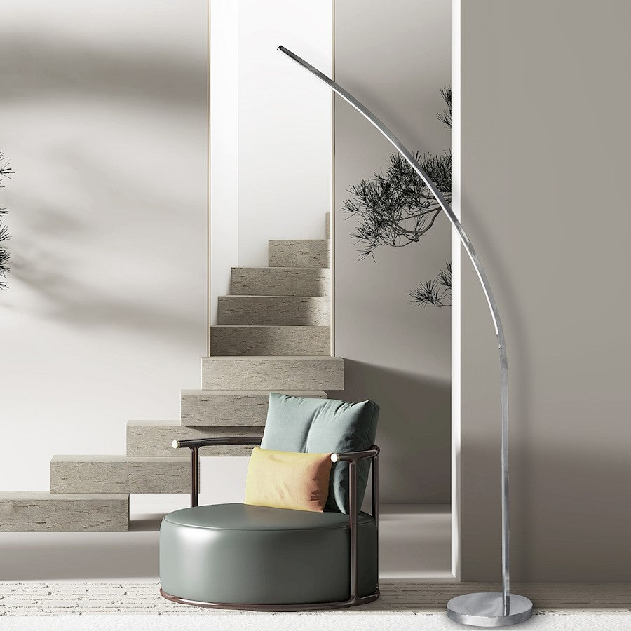 Dainolite LED Floor Lamp | Polished Chrome Metal | Living Room & Bedroom | 70in Tall, 1320 Lumens, 3000K, Dimmable | Model 412LEDF-PC