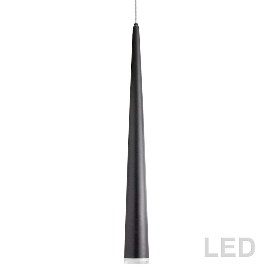 Dainolite Percita 36in 1-Light LED Pendant | Modern Matte Black Metal and Clear Acrylic | Kitchen & Hallway | 2.75 x 2.75 x 36 in | Model 418LED-361P-MB