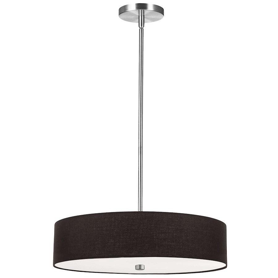 Dainolite Everly 20in 4-Light Pendant | Transitional Polished Chrome and Black Fabric Drum | Kitchen Island & Dining Room | Model 571-204P-PC-BK