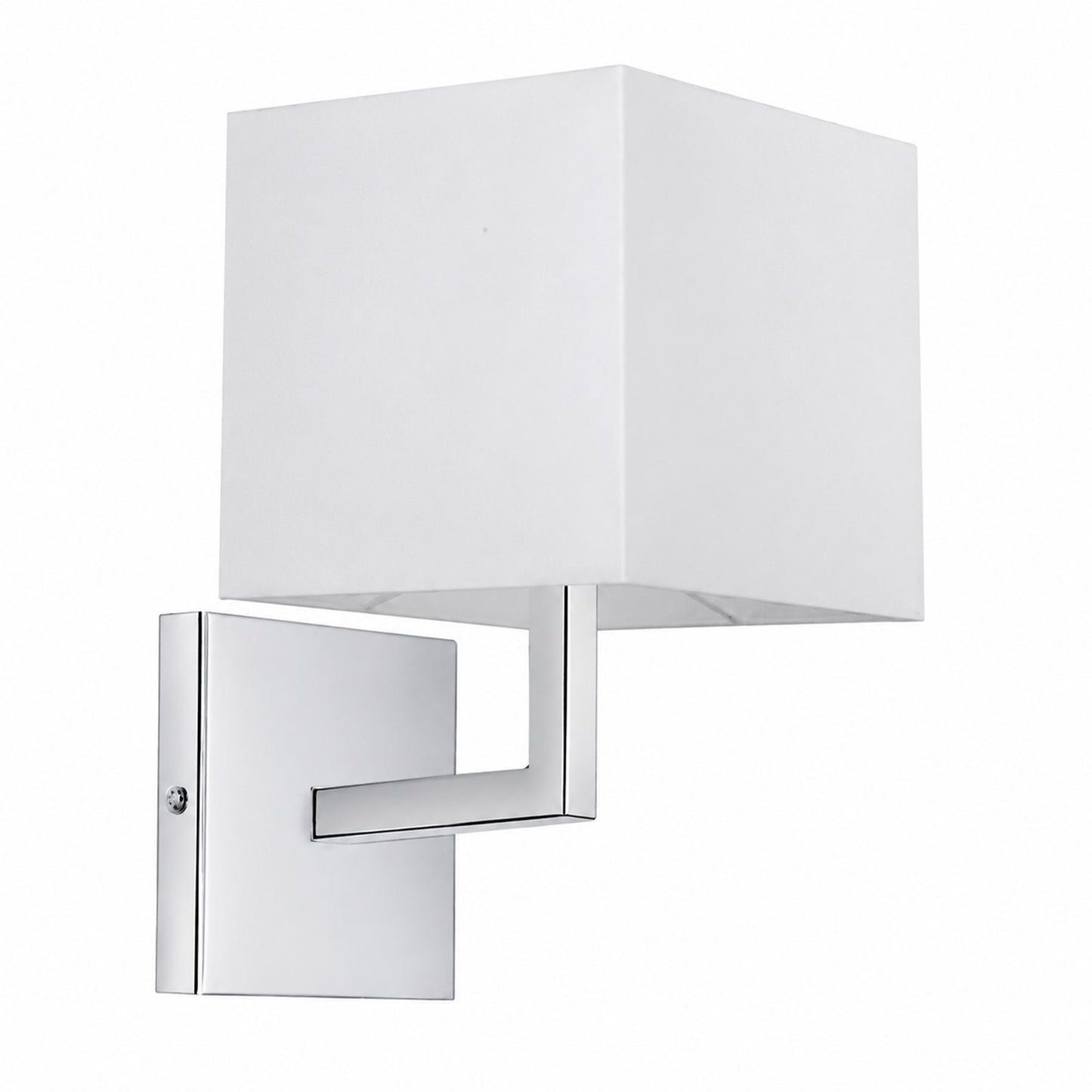 Dainolite 77 1-Light Wall Sconce | Polished Chrome and White Hardback Shade | Bedroom & Hallway Accent | 7.5 x 6 x 10.5 in | Model 77-1W-PC-WH