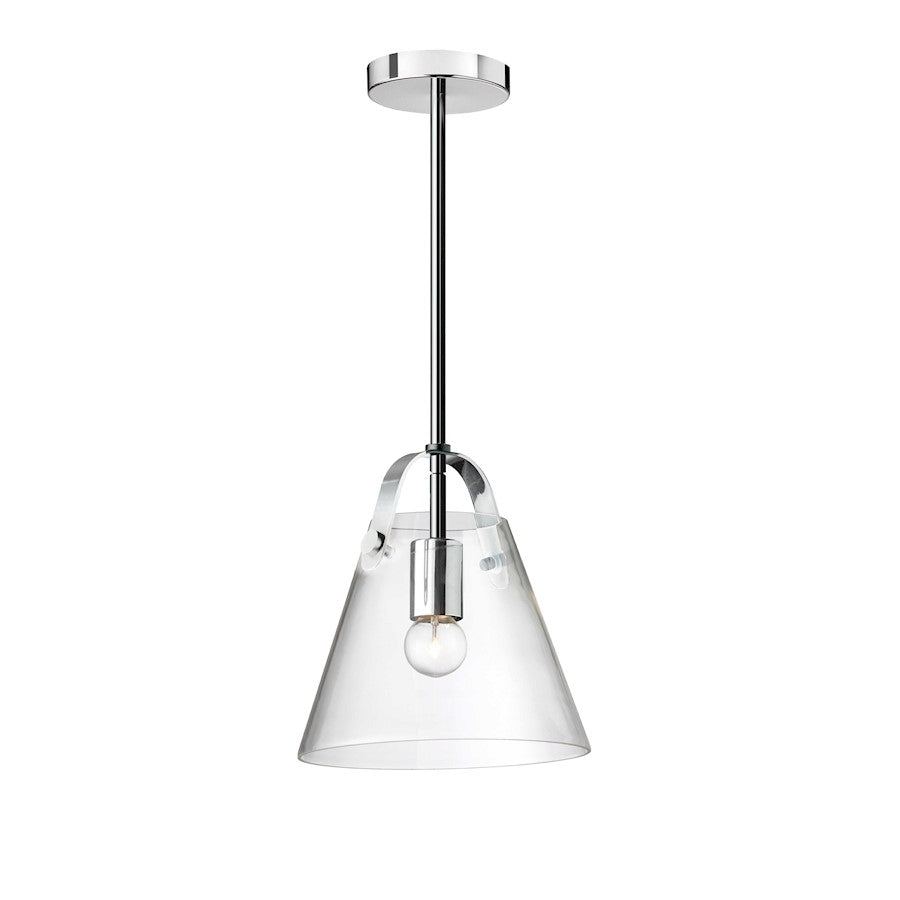 Dainolite Polly 10in 1-Light Pendant | Contemporary Polished Chrome and Clear Glass | Kitchen & Dinette Bar | 9 x 9 x 10 in | Model 871-91P-PC
