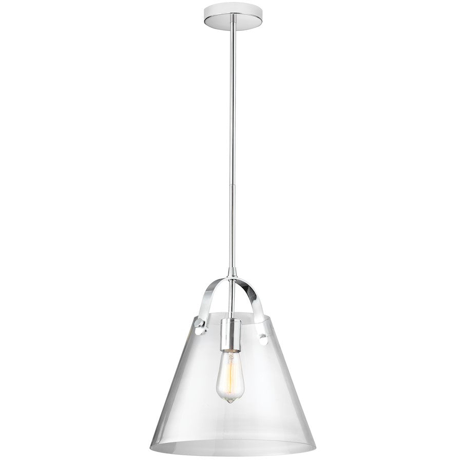 Dainolite 871P 13in 1-Light Pendant | Contemporary Polished Chrome and Clear Glass | Kitchen Island & Dining Room | 13 x 13 x 14 in | Model 871P-PC